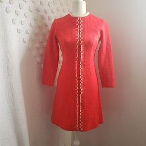 60's Vintage Go-Go Mod Dress Orange & White Tweed